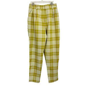 ASOS Bright Funky Plaid Pleat Front Tapered Pants Y2K Business Casual Size 0